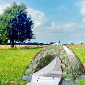 3-4 People Camouflage Portable Camping Tent With Silver Tape And Fiberglass Pole (Option: Camouflage)